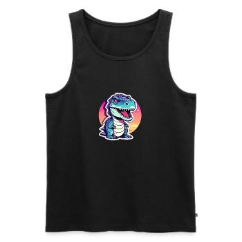 Tyrannosaurus Rex Dinosaur Illustration - Men's Premium Organic Tank Top - black - Front - Michal (187cm)