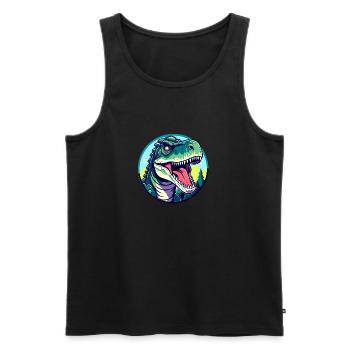 Tyrannosaurus Rex Dinosaur Illustration - Men's Premium Organic Tank Top - black - Front - Michal (187cm)