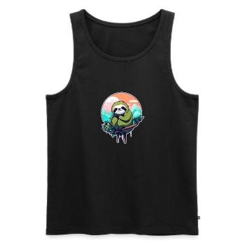 Faultier Zeichnung - Männer Premium Bio Tank Top - Schwarz - Vorne - Michal (187cm)