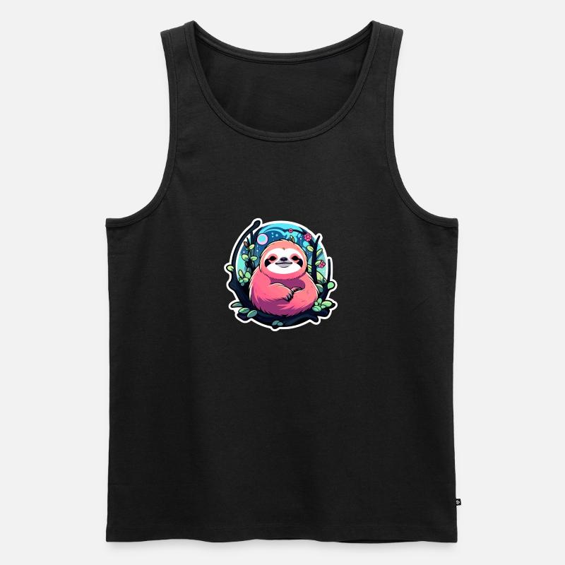 Faultier Zeichnung - Männer Premium Bio Tank Top - Schwarz