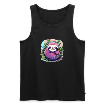 Faultier Zeichnung - Männer Premium Bio Tank Top - Schwarz - Vorne - Michal (187cm)