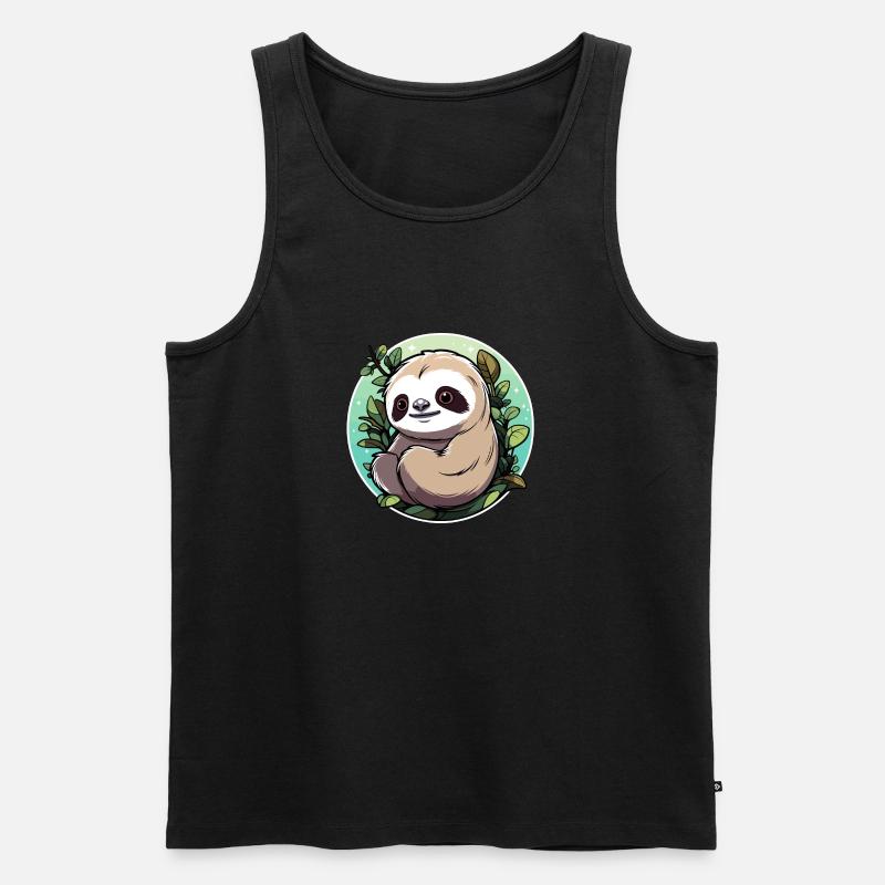 Faultier Zeichnung - Männer Premium Bio Tank Top - Schwarz