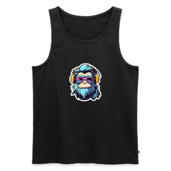 Affe Illustration - Männer Premium Bio Tank Top - Schwarz - Vorne - AI Model Male 178 light (178cm)