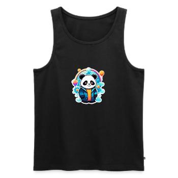 Dessin de panda - Débardeur bio Premium Homme - noir - Devant - Michal (187cm)