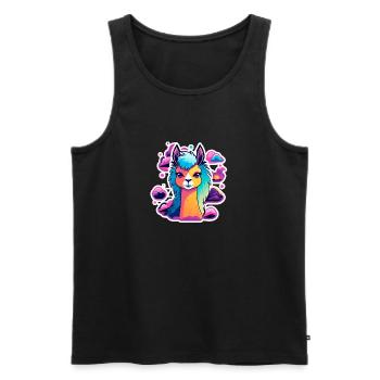 Llama Alpaca Illustration - Men's Premium Organic Tank Top - black - Front - AI Model Male 178 light (178cm)