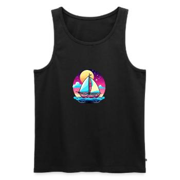 Sailboat Illustration - Men's Premium Organic Tank Top - black - Front - AI Model Male 178 light (178cm)