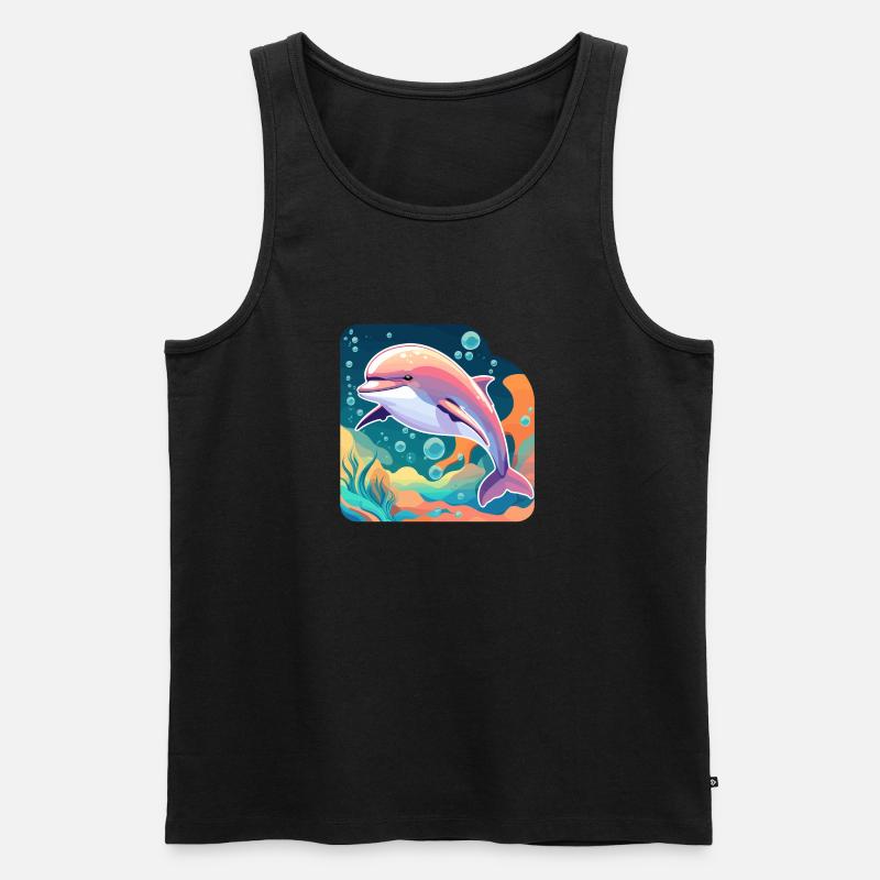 Delfin Illustration - Männer Premium Bio Tank Top - Schwarz