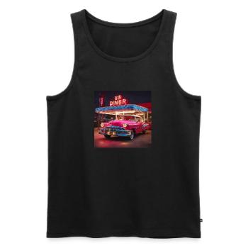 Us Diner 50' Retro Vintage Neon - Men's Premium Organic Tank Top - black - Front - AI Model Male 178 light (178cm)