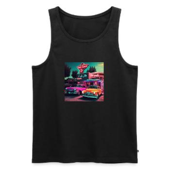 Oldschool 50' Rock'n Roll Vintage - Men's Premium Organic Tank Top - black - Front - Michal (187cm)