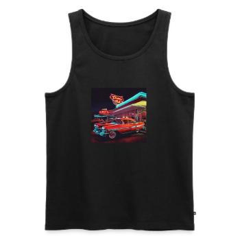 Us Diner 50' Retro Vintage Oldschool - Men's Premium Organic Tank Top - black - Front - AI Model Male 178 light (178cm)