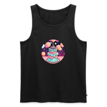 Birthday Cake Illustration - Men's Premium Organic Tank Top - black - Front - Michal (187cm)
