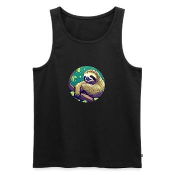 Sleeping Sloth Illustration - Men's Premium Organic Tank Top - black - Front - AI Model Male 178 light (178cm)