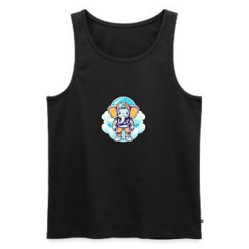Elephant Astronaut Illustration - Men's Premium Organic Tank Top - black - Front - Michal (187cm)