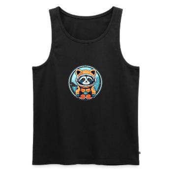 Waschbär Astronaut Illustration - Männer Premium Bio Tank Top - Schwarz - Vorne - Michal (187cm)