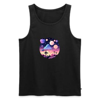 Moon Landscape Illustration - Men's Premium Organic Tank Top - black - Front - AI Model Male 178 light (178cm)