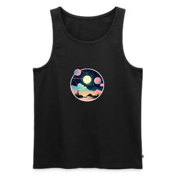 Moon Landscape Illustration - Men's Premium Organic Tank Top - black - Front - AI Model Male 178 light (178cm)