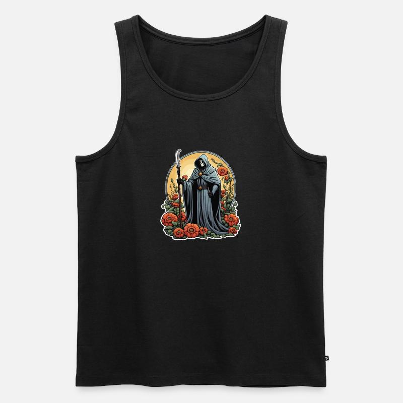 Sensenmann Blumen Illustration - Männer Premium Bio Tank Top - Schwarz