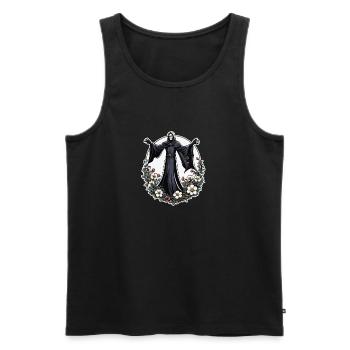Illustration de fleurs de la Faucheuse - Débardeur bio Premium Homme - noir - Devant - AI Model Male 178 light (178cm)