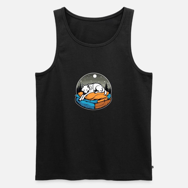 Schlafender Wolf Illustration - Männer Premium Bio Tank Top - Schwarz