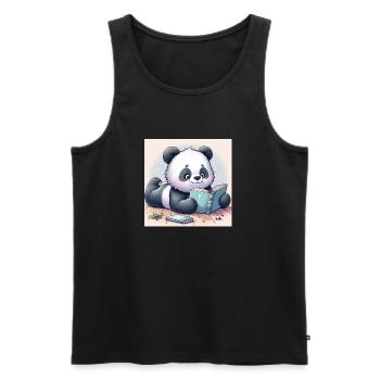 Livre Panda - Débardeur bio Premium Homme - noir - Devant - AI Model Male 178 light (178cm)