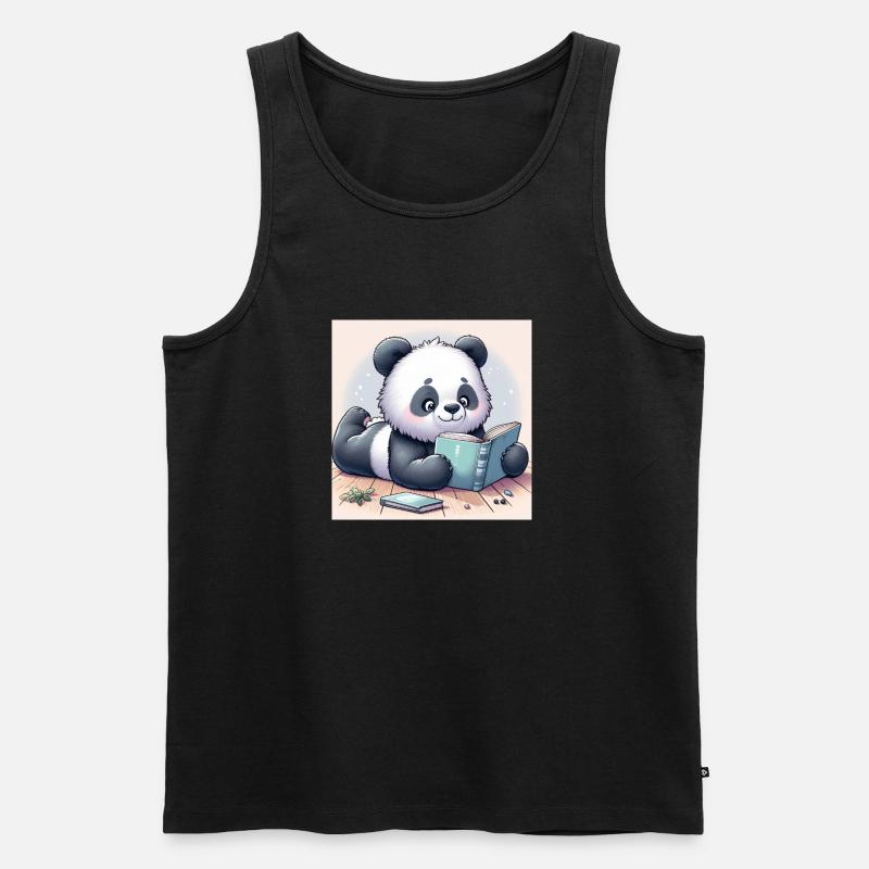 Panda Buch - Männer Premium Bio Tank Top - Schwarz
