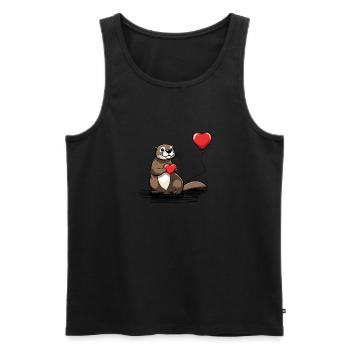 Coeur de loutre - Saint-Valentin - Débardeur bio Premium Homme - noir - Devant - AI Model Male 178 light (178cm)