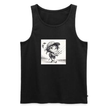 kitegirl Bleistiftzeichnung - Männer Premium Bio Tank Top - Schwarz - Vorne - Michal (187cm)