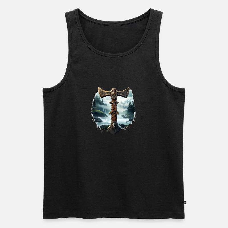 Wikinger Axt Nordisch Valhalla - Männer Premium Bio Tank Top - Schwarz