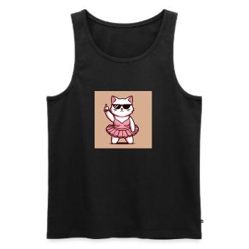White Cat Ballerina - Men's Premium Organic Tank Top - black - Front - Michal (187cm)