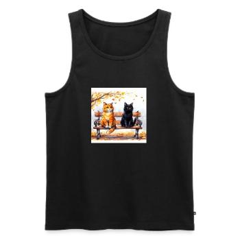 chats aux parc - Débardeur bio Premium Homme - noir - Devant - Michal (187cm)