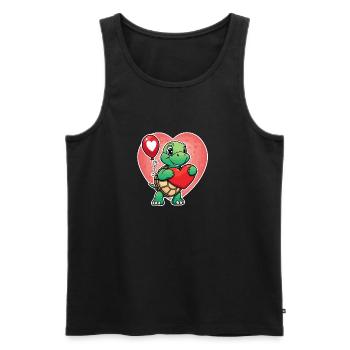 Schildkröte Herz - Valentinstag - Männer Premium Bio Tank Top - Schwarz - Vorne - Michal (187cm)
