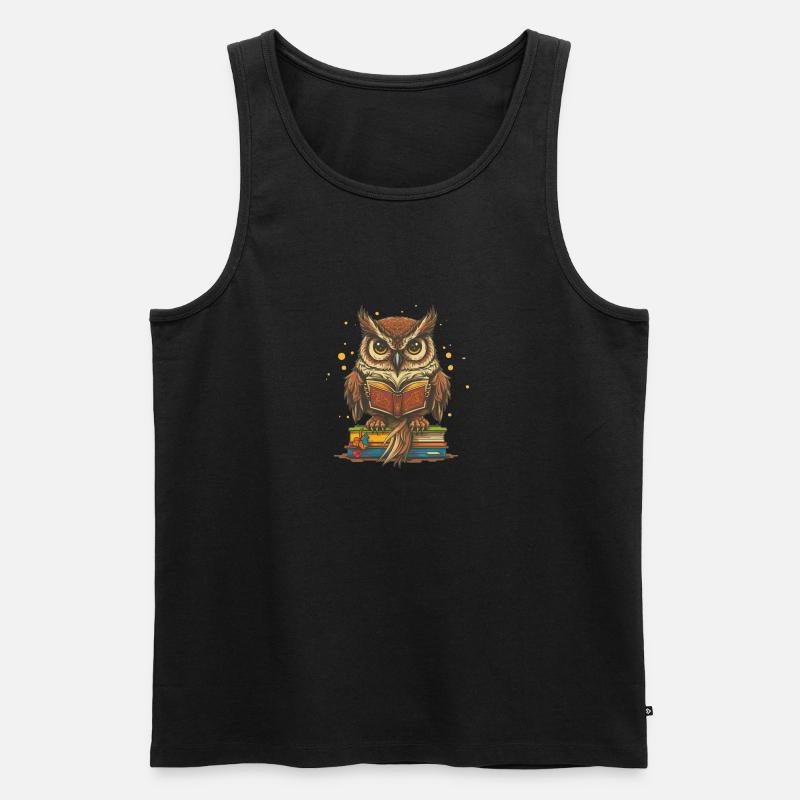Studie Eule - Männer Premium Bio Tank Top - Schwarz