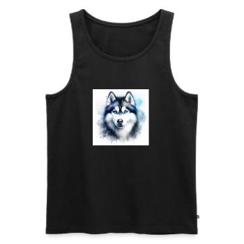 Siberian Husky - Männer Premium Bio Tank Top - Schwarz - Vorne - Michal (187cm)