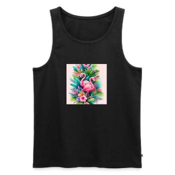 Tropische Flamingo-Oase - Männer Premium Bio Tank Top - Schwarz - Vorne - Michal (187cm)