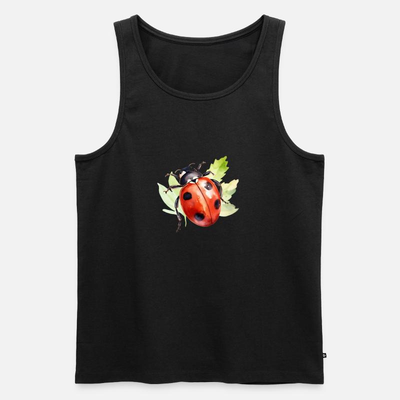 Marienkäfer Wasserfarbe - Männer Premium Bio Tank Top - Schwarz