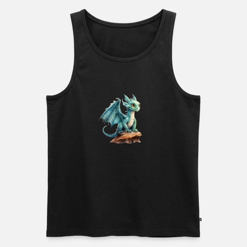 Wasserfarben Drache - Männer Premium Bio Tank Top - Schwarz