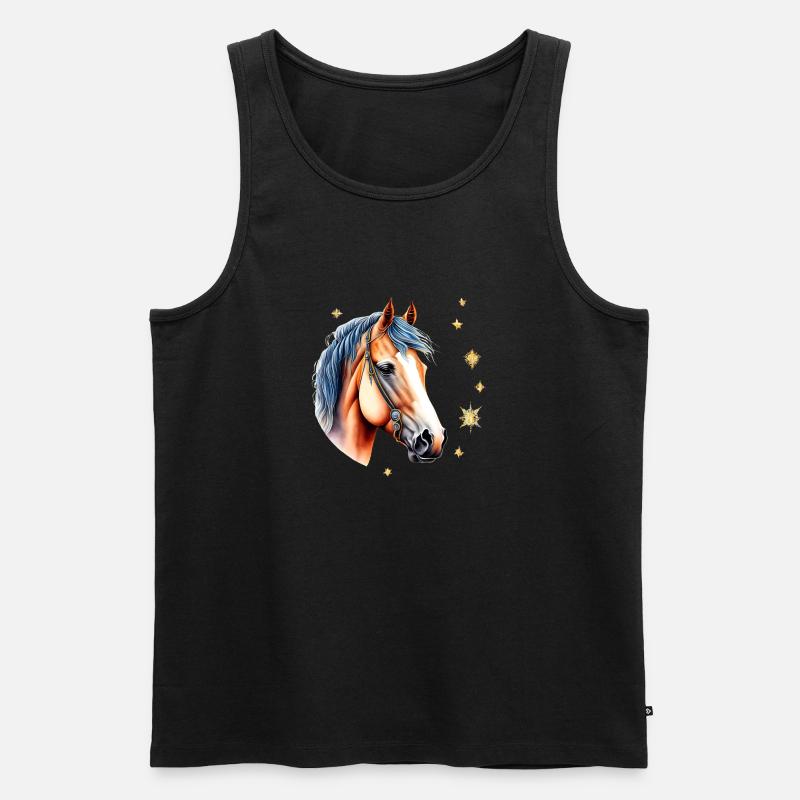 Wild und Frei: Pferdekopf - Männer Premium Bio Tank Top - Schwarz