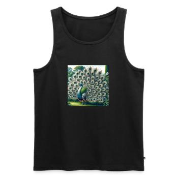 Pfau - Männer Premium Bio Tank Top - Schwarz - Vorne - AI Model Male 178 light (178cm)