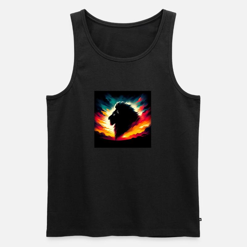 Silhouette Löwe - Männer Premium Bio Tank Top - Schwarz