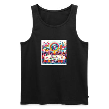 International Women's Day 8 March - Men's Premium Organic Tank Top - black - Front - AI Model Male 178 light (178cm)