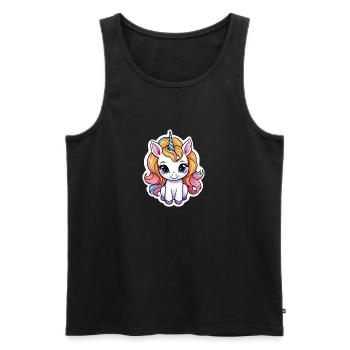 Illustration de licorne - Débardeur bio Premium Homme - noir - Devant - Michal (187cm)