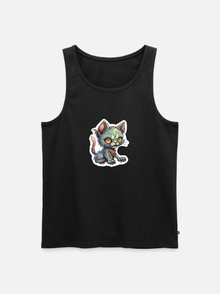 Zombie cat illustration - Men's Premium Organic Tank Top - black