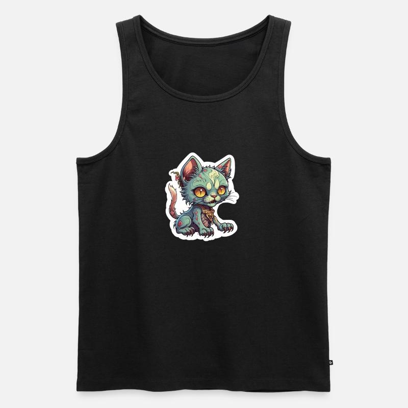 Zombie Katze Illustration - Männer Premium Bio Tank Top - Schwarz
