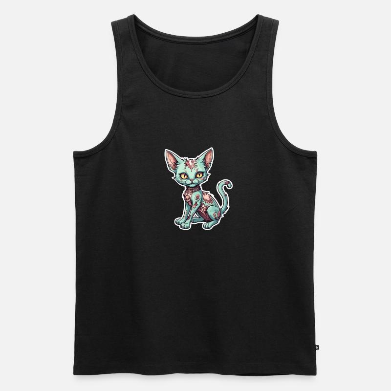 Zombie Katze Illustration - Männer Premium Bio Tank Top - Schwarz