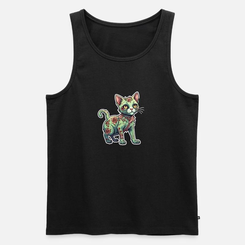 Zombie Katze Illustration - Männer Premium Bio Tank Top - Schwarz