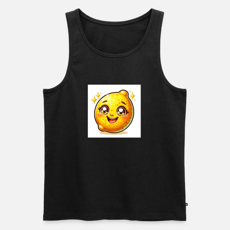 Zitrone mit Gesicht - Männer Premium Bio Tank Top - Schwarz