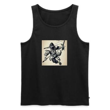 A ninja with a black and white pencil - Men's Premium Organic Tank Top - black - Front - Michal (187cm)