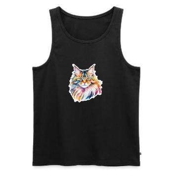 Aquarelles Maine Coon - Débardeur bio Premium Homme - noir - Devant - Michal (187cm)