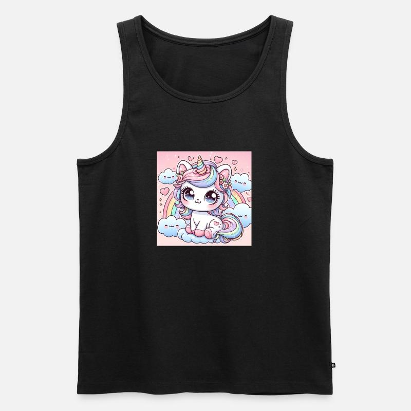 Regenbogen-Katze - Männer Premium Bio Tank Top - Schwarz
