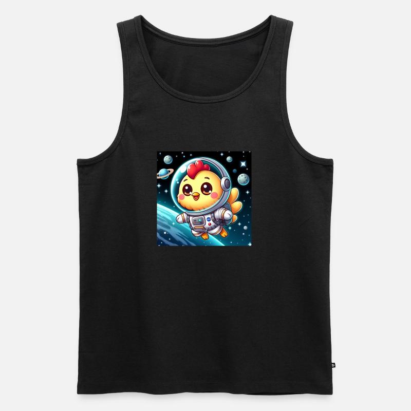 Poussin de l’espace avec costume d’astronaute dans l’espace - Débardeur bio Premium Homme - noir